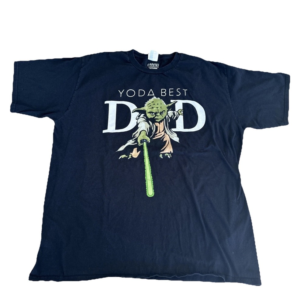 Star Wars Yoda Best Dad T-shirt Men's XL Black Short Sleeve